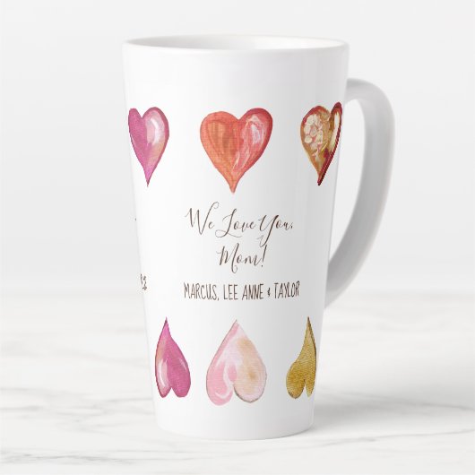 moederdag We houden van je mam Modern hart Latte Mok (Rechterhoek)