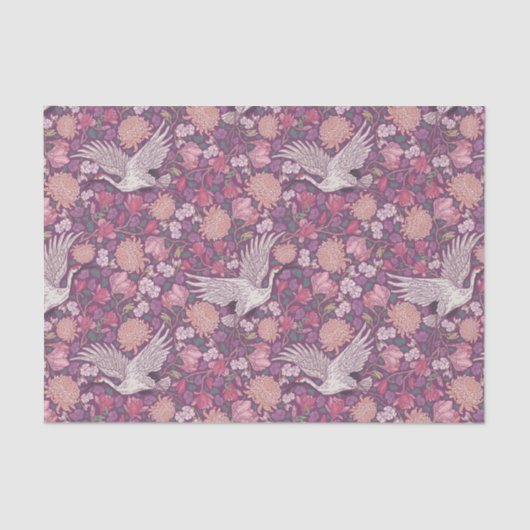Moederdag White Crane Heron Pink Peach Tissuepapier (Voorkant)