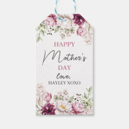 Moederdag White en Paars Floral Greenery Favor Cadeaulabel