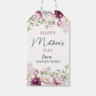 Moederdag White en Paars Floral Greenery Favor Cadeaulabel