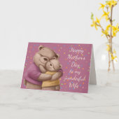 Moederdag Wife Cute Beer Hugs Kaart (Gele Bloem)
