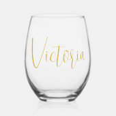 Moederdag Wijnliefhebber Goud Script Modern Wijnglas Zonder Voet (Voorkant)