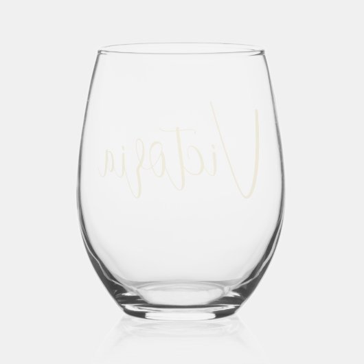 Moederdag Wijnliefhebber Goud Script Modern Wijnglas Zonder Voet (Achterkant)