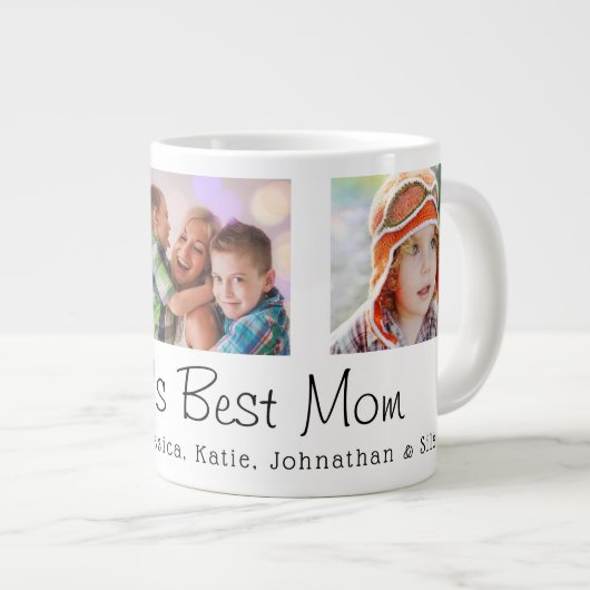 Moederdag World's beste mam 3 foto's Extra Grote Beker (Voorkant rechts)