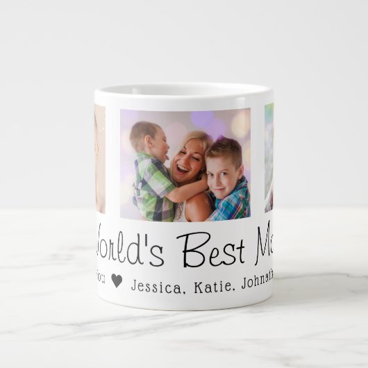 Moederdag World's beste mam 3 foto's Extra Grote Beker (Voorkant)