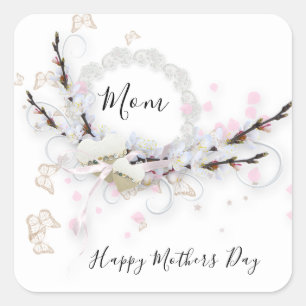 Moederdag Wreath Vierkante Sticker