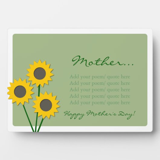 Moederdag Zonbloemen Fotoplaat (voorkant)