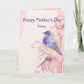 Moederdag zuster Bluebird Garden Bird Card Kaart (Voorkant)