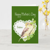 Moederdag zuster Cute Waterverf Sparrow Kaart (Gele Bloem)