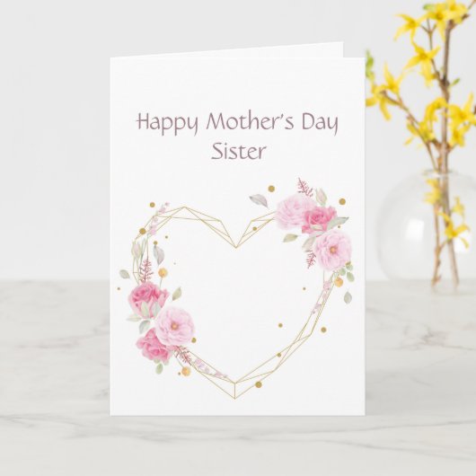 Moederdag zuster Roze Bloemhoed Kaart (Gele Bloem)