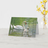 Moederdag zwanen kaart (Gele Bloem)