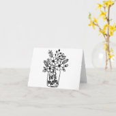 Moederdag zwart-wit bloemkaart kaart (Gele Bloem)