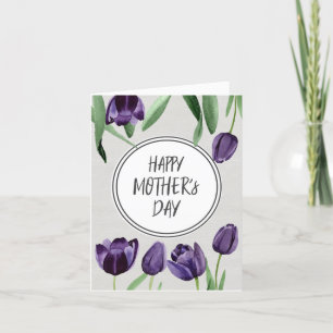 Moederdagkaart aanpassen - Paarse tulpen Feestdagen Kaart