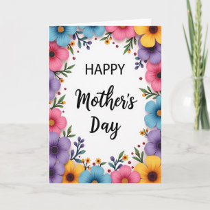 Moederdagkaart met bloemen en namaakfolie kaart