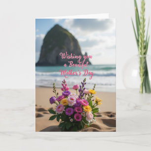 Moederdagkaart met bloemenstrand kaart