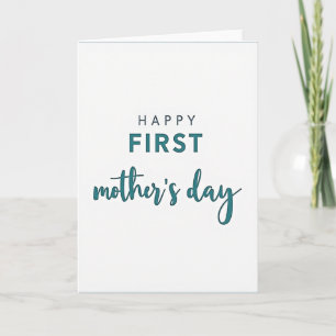 Moederdagkaart met eerste Moederdag-script in Teal Kaart