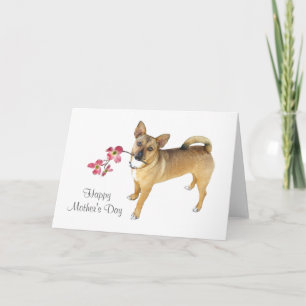 Moederdagkaart met hond en roze bloesems van de Ja Kaart