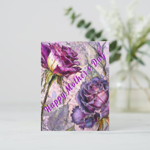 Moederdagkaart met paarse rozen briefkaart