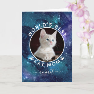 Moederdagkaart met ruimtefoto 'Beste kattenmoeder Kaart