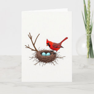 Moederdagkaart met scharlaken vogel nest kaart