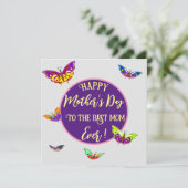 Moederdagkaart met vlinders kaart (Staand voorkant)