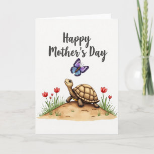 Moederdagkaart Schildpad Bloemen Kaart