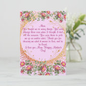 Moederdagkaart Vintage Bloemen Feestdagenkaart (Staand voorkant)
