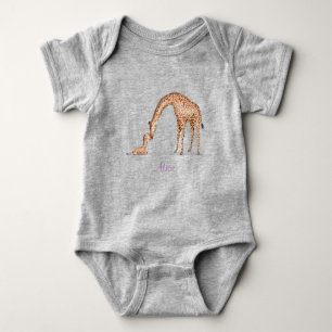 Moedergiraffe en kalf-baby-koetskostuum (kleur) romper