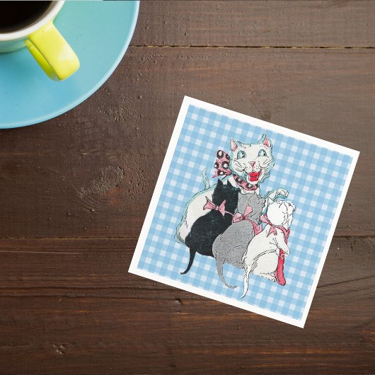 moederkat Drie Kittens Roze Bogen Servet