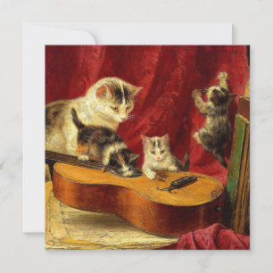Moederkat en kittens die gitaar spelen kaart