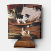 Moederkat en Kittens op tafel Blikjeskoeler (Achterkant)