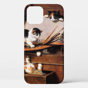 Moederkat en Kittens op tafel iPhone 12 Hoesje