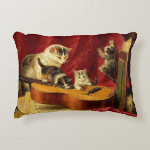 Moederkat en Kittens spelen met gitaar Accent Kussen