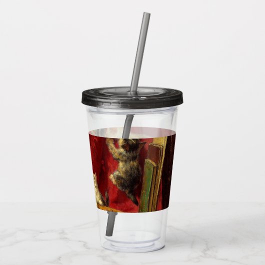 Moederkat en Kittens spelen met gitaar Acryl Drinkbeker (Achterkant)