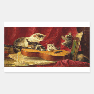Moederkat en Kittens spelen met gitaar Rechthoekige Sticker