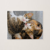 Moederkat houdt van schattige kitten legpuzzel (Horizontaal)