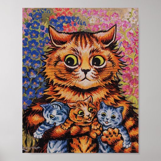 Moederkat - Louis Wain Artwork - Funny Cats Poster (Voorkant)