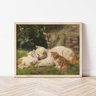 Moederkat met Kittens   Julius Adam de Jongere Poster