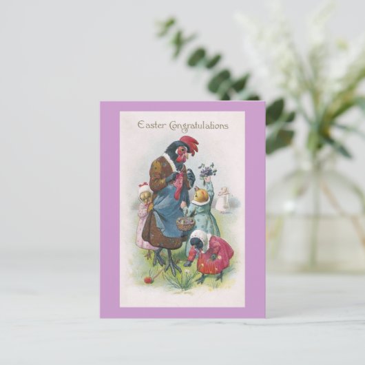 Moederkip en kuikens Pasen Feestdagenkaart (Staand voorkant)