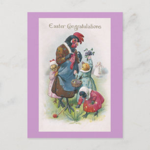 Moederkip en kuikens  Pasen Feestdagenkaart