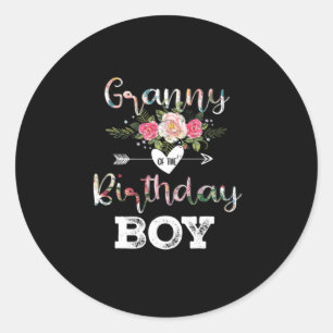 Moederkunst   Granny of a Birthday Boy Ronde Sticker