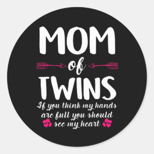 Moederkunst   Mam van Twins Birthday Ronde Sticker