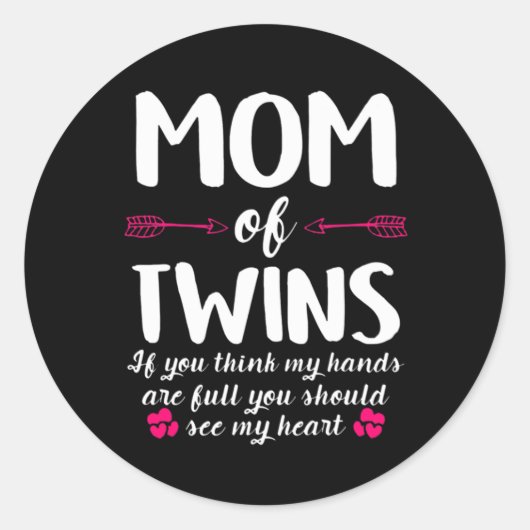 Moederkunst | Mam van Twins Birthday Ronde Sticker (Voorkant)