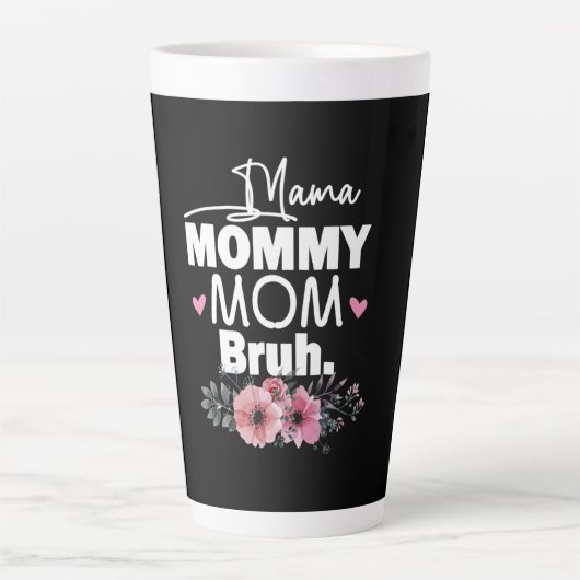 Moederkunst | Mama mama Bruh Floral Birthday Latte Mok (Voorkant)