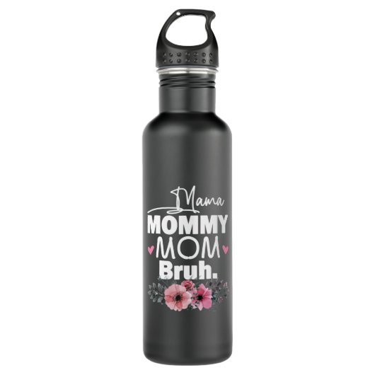 Moederkunst | Mama mama Bruh Floral Birthday Waterfles (Voorkant)