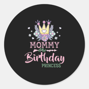 Moederkunst   mammie van de Birthday Princess Xmas Ronde Sticker