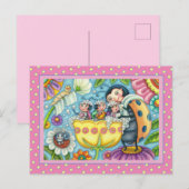 MOEDERLADYBUG EN KINDEREN, TULIP BUBBLE BATH FEESTDAGENKAART (Voorkant / Achterkant)