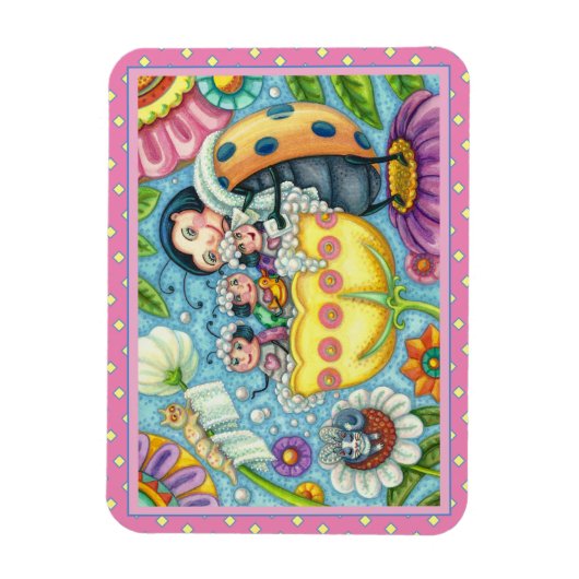 MOEDERLADYBUG EN KINDEREN, TULIP BUBBLE BATH MAGNEET (Verticaal)