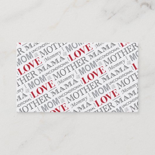 Moederliefde, Moederdag- of vaderdagspatroon Visitekaartje (Voorkant)
