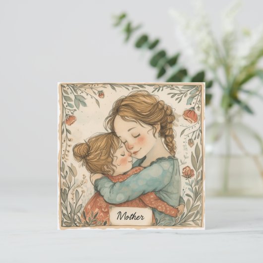 Moederlijke band: liefdevolle wensen feestdagenkaart (Staand voorkant)